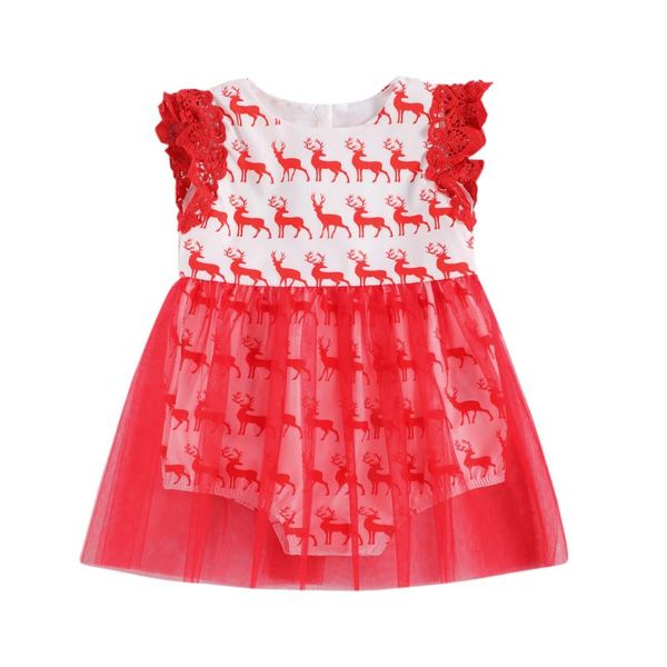 

christams infant born boys girls sleeveless lace romper deer printing jumpsuit outfits clothes jumpsuits, Blue