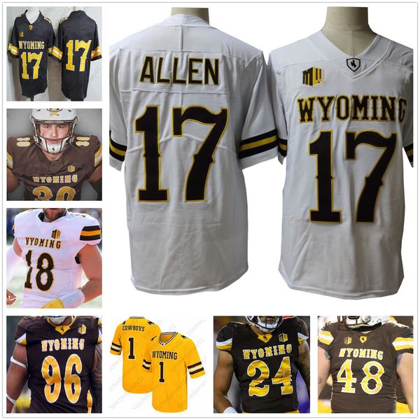 

custom wyoming football jersey ncaa college josh allen xazavian valladay levi williams isaiah neyor bertagnole charles hicks victor jones me, Black