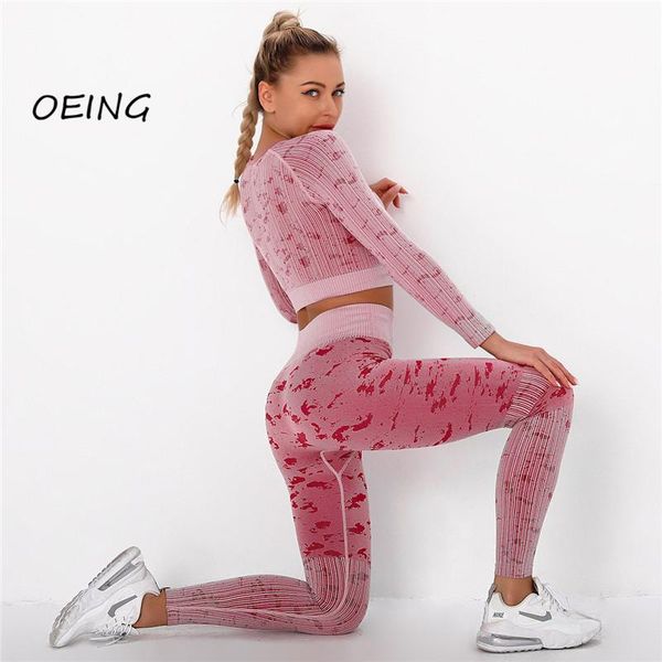 

yoga outfit entgoing seamless leggings lounge wear set print gym women