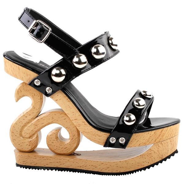 

metal ball strappy slingback wooden look wedges platform clogs sandal black dress shoes
