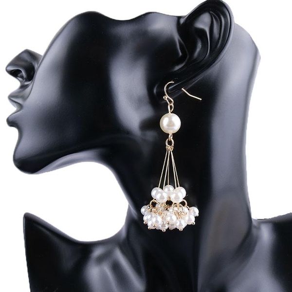 

clip-on & screw back arrival hanging simulated clip earrings without piercing for women party wedding attractive elegant ear fashion jewelry, Silver