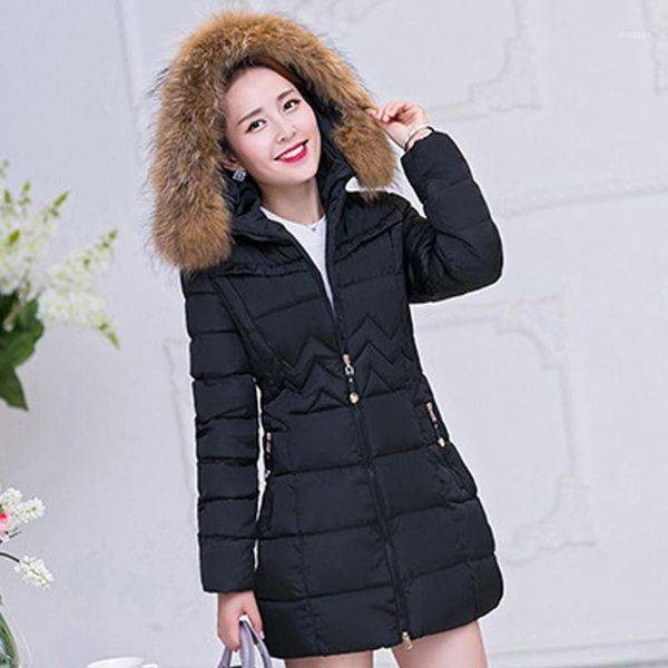 

women casual long sleeve faux fur collar winter coat jacket parka outwear 1, Black