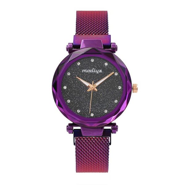 

wristwatches women watches 2021 sell star sky dial clock luxury wrist quartz watch round magnet buckle starry for business, Slivery;brown