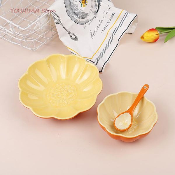 

bowls ceramic kitchen spoon bowl dish fruit pumpkin plate home tableware flatware
