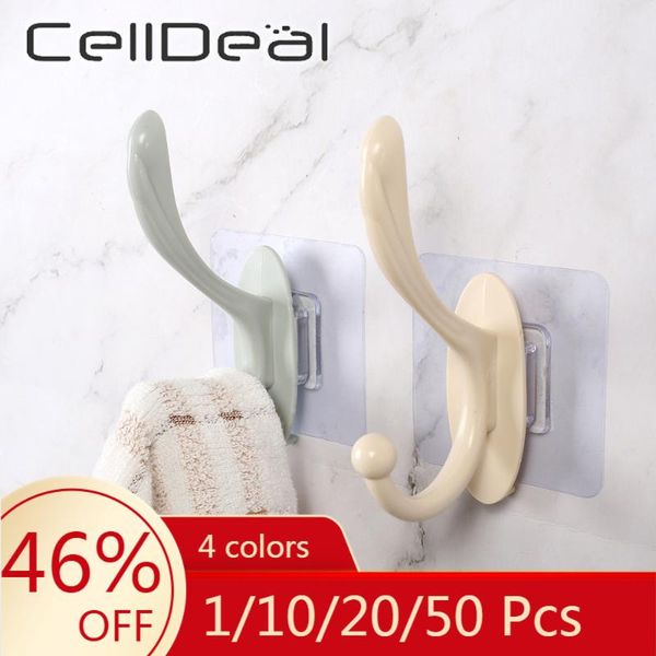 

1/10/20/50 pcs strong adhesive sticker hooks wall door clothes coat hat hanger kitchen bathroom towel sticky holder hangers & racks