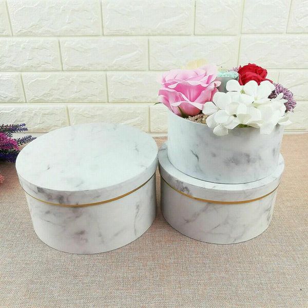 

pcs florist flowers gifts box marble pattern round packing case for wedding party drsa889 gift wrap
