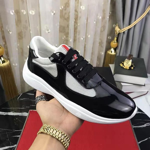 

2021selling men fashion casual shoes america's cup design patent leather and nylon luxy sneakers mens shoe mkj0003, Red;white