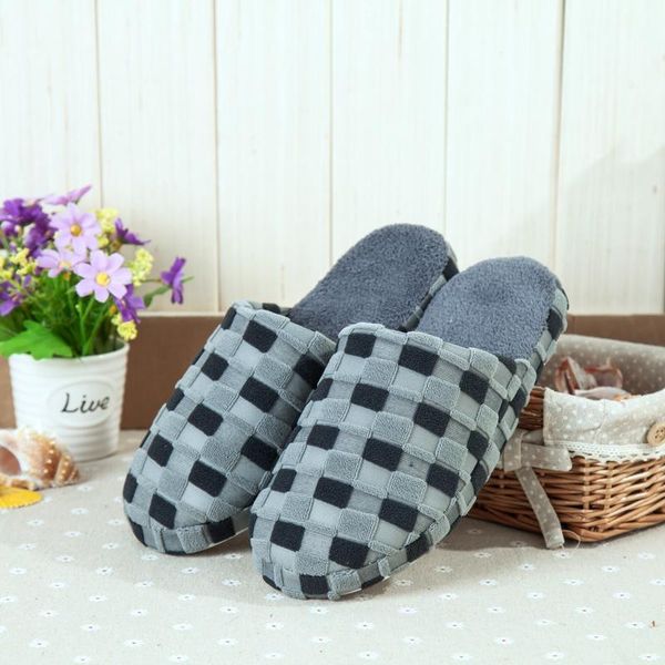 

winter warm plush slippers men women flats soft sole indoor floor shoes home for lovers couples, Black