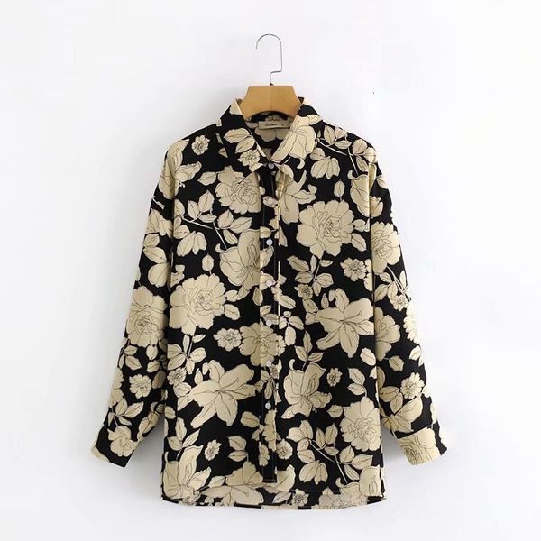 

women's blouses & shirts fashion simple casual french printing loose long-sleeved shirt size s- 2hcd, White