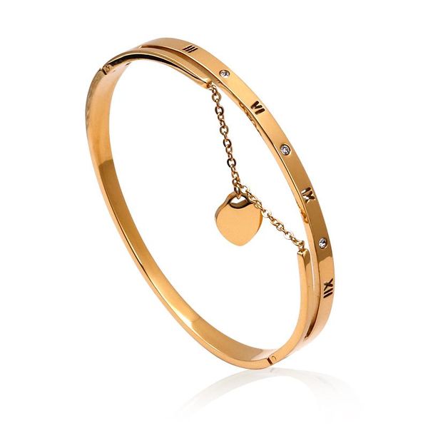 

charm bracelets student korean bracelet rose gold fashion wild female love double roman diamond, Golden;silver