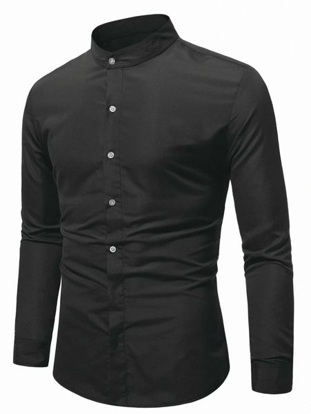 

men solid mock neck button up shirt s0h9#, White;black