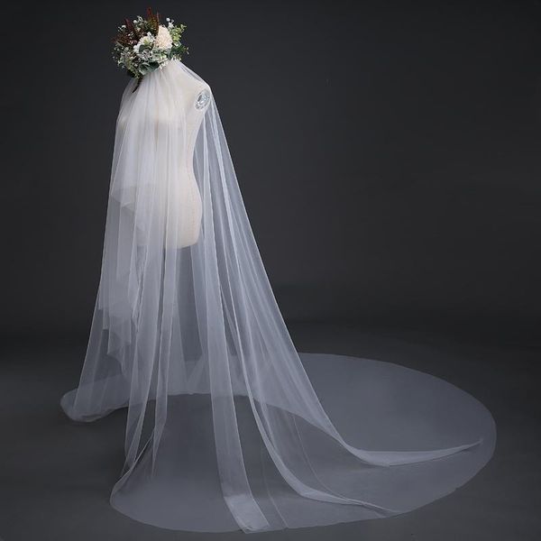 

bridal veils veil cathedral simple long tulle wedding dress, Black