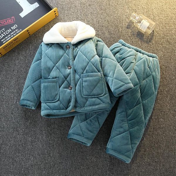 

clothing sets children winter long sleeve coat and pants set kids sleeping clothes l12.20, White