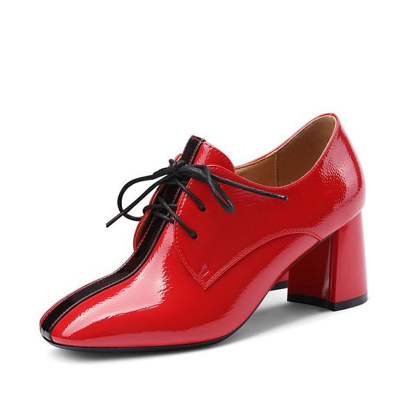 

dress shoes women's high heels patent leather women small square toe shallow mouth cross-strap big size 33-43, Black