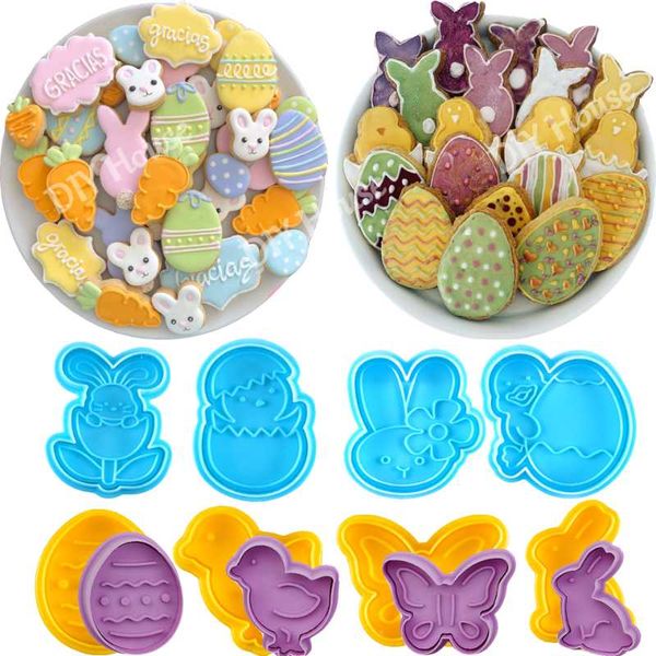 

baking moulds 4pcs easter grade plastic cookie molds egg biscuit cutter 3d cartoon tools party cupcake diy supplies