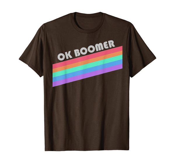

Ok Boomer Retro Rainbow Stripe Pride Millennial T-Shirt, Mainly pictures