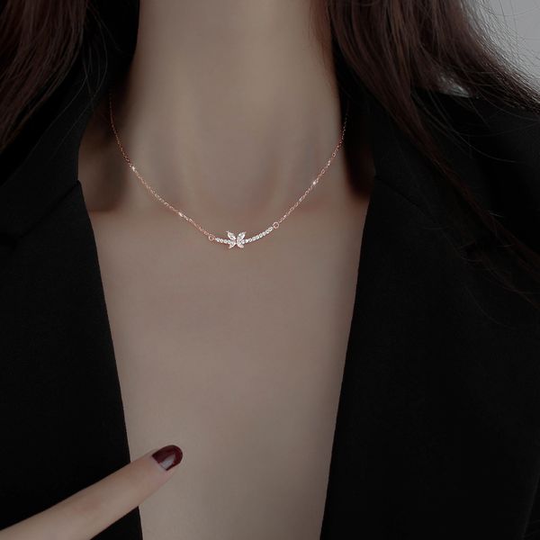 

butterfly necklace new female temperament delicate collarbone chain niche design feeling, Silver
