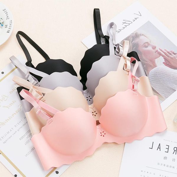 

bras seamless women push up bra one-piece wire lingerie 3/4 cup female bralette comfort underwear girl brassiere, Red;black