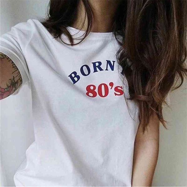 

100% cotton summer t shirt women white 80s tshirt harajuku letter print 90s t-shirt kpop korean tee vintage shirts 210401