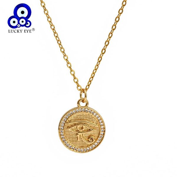 

lucky eye micro pave zircon turkish evil necklace gold color long chain round pendant for women girls jewelry be199 necklaces, Silver