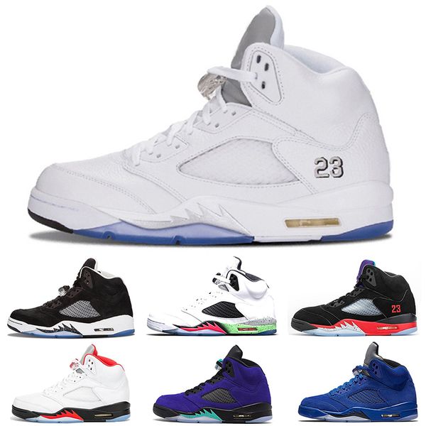 

man basketball shoes 5 5s red alternate grape ice blue suede international flight laney royal metallic silver oreo space jam 3 trainers outd
