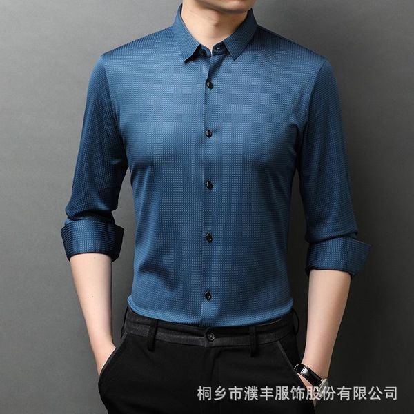 

shirt men's long sleeve spring fashion light luxury high end sense handsome business leisure youth slim fit casual shirts, White;black