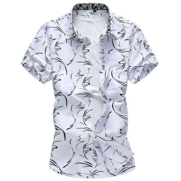 

men's casual shirts 2021 summer men shirt print short sleeve hawaii mens dress plus size 5xl 6xl 7xl, White;black