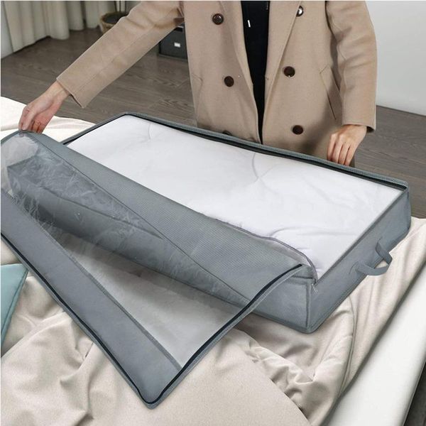 

storage bags large capacity quilt bag, dust-proof bedding pouch with handgrip for closet, wardrobe, 100*50*15 cm