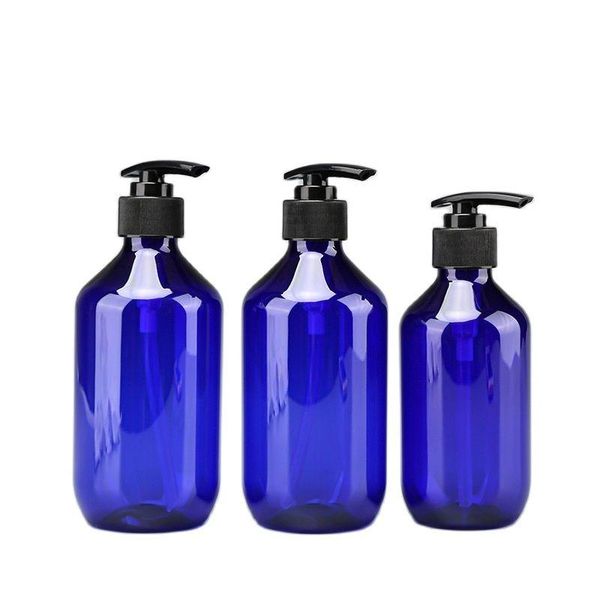 

storage bottles & jars 300ml 400ml lotion bottle pump blue hand sanitizer refillable plastic liquid soap dispenser shampoo shower gel contai