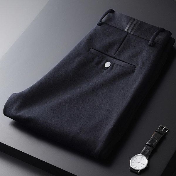 

men's pants thick texture business leisure trousers 2021 spring and autumn middle aged young people's thickened warm straight, Black