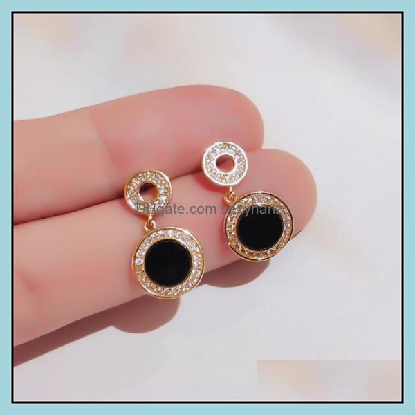 

dangle & chandelier earrings jewelry s1588 fashion s925 sier post planchet rhinstone circel stud drop delivery 2021 t7xd6, Silver