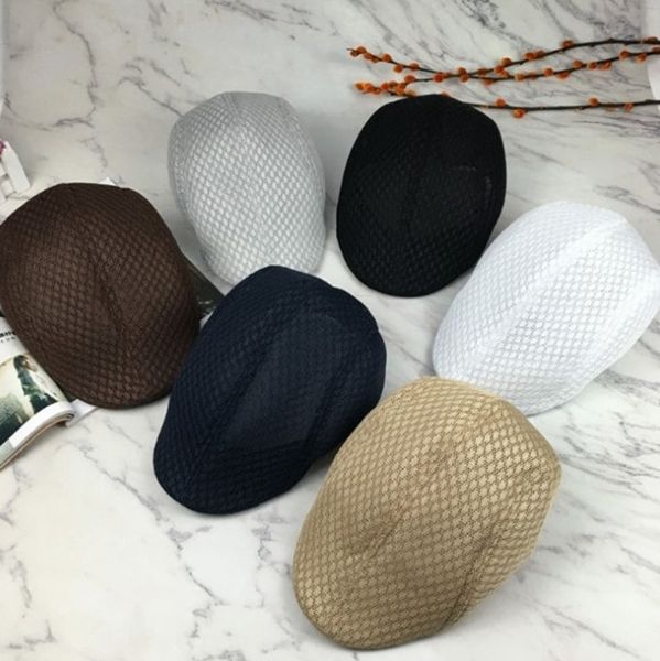 

versatile mesh breathable cap summer outdoor beret, Blue;gray