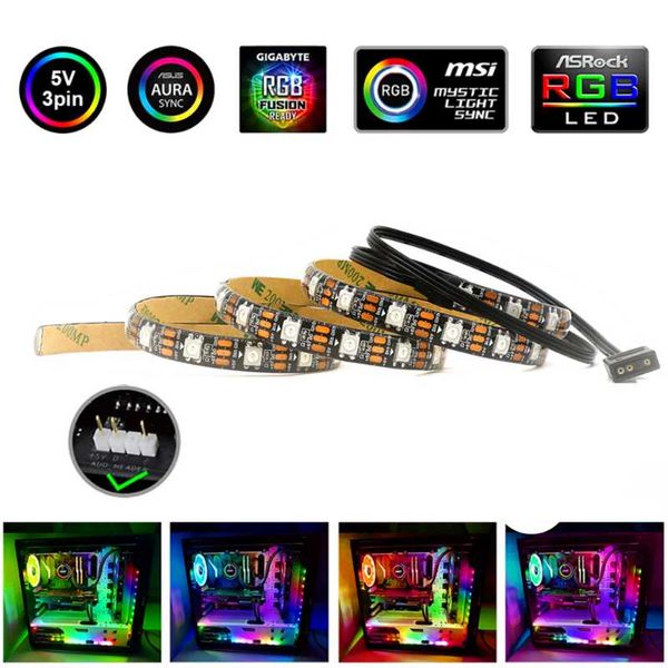 

strips ws2812b rgb led strip 5v 3 pin addressable headers pc for asus aura sync / msi mystic light gigabyte fusion 2.0