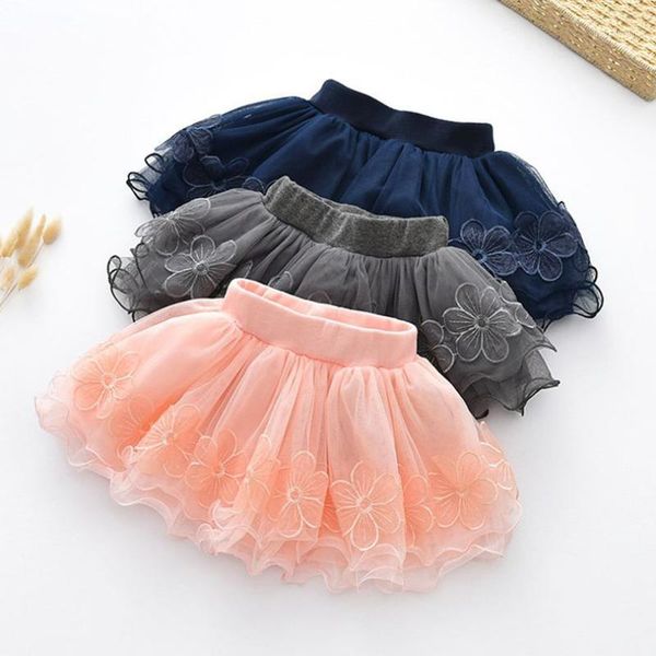 

skirts spring fall summer clothing children girl cute baby kid floral tutu cotton lace flower princess 2-9y1, Blue