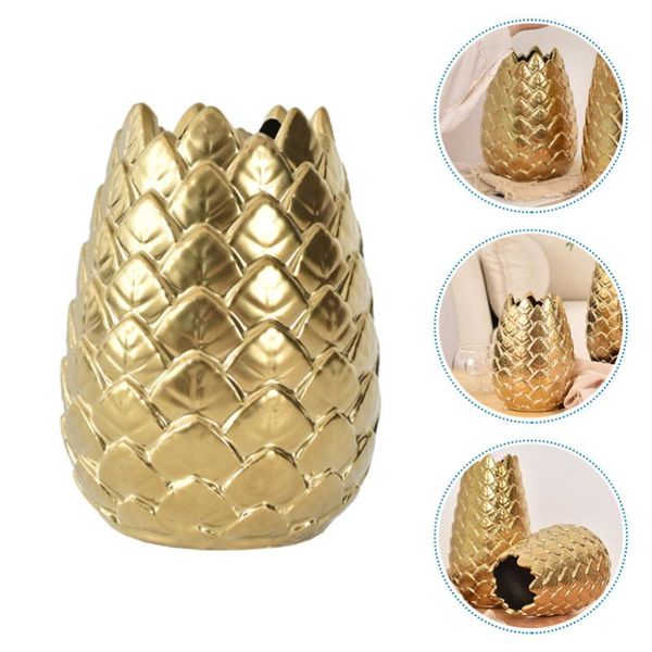 

vases 1pc ceramic flower holder artistic vase unique household floral (golden)
