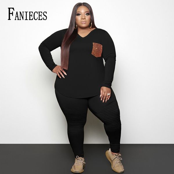 Conjunto de duas peças Conjuntos de Correspondência Mulheres Tracksuit Plus Size Roupa Casual Jogging Femme 2 Equipamentos Das Mulheres 210520