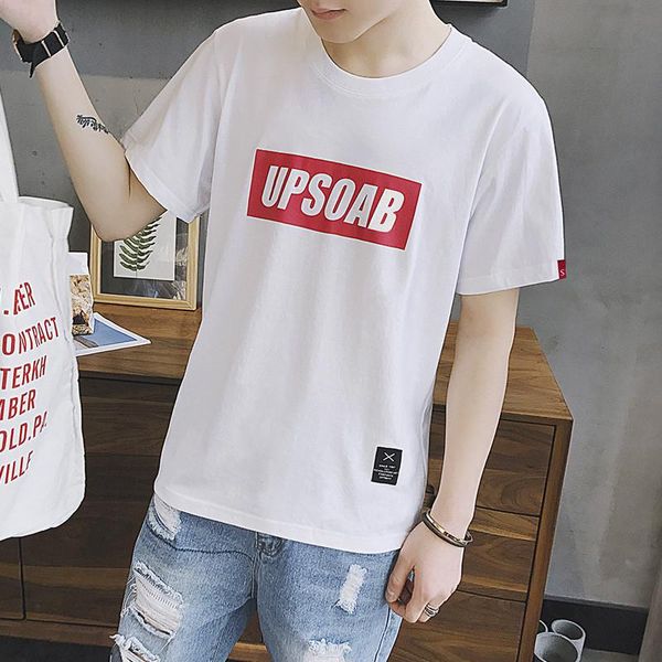 

men's t-shirts 10024-summer short-sleeved t-shirt men's korean trend, White;black