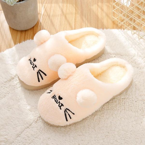

women winter home slippers cartoon cat shoes soft warm house indoor bedroom lovers couples christmas, Black
