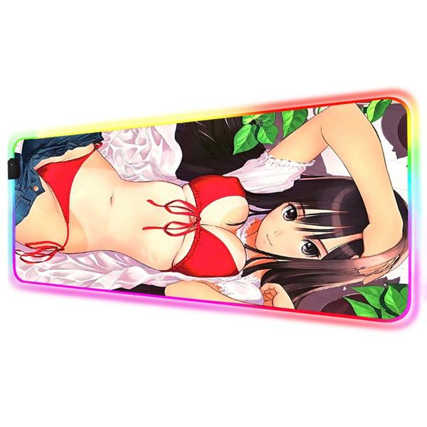 

mouse pads & wrist rests mairuige big tits bikini girl rgb large pad led backlight color computer home game accessories keyboard xxl mo