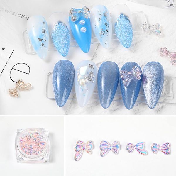 

nail art decorations moving butterfly resin aurora color rhinestones 3d design 2021 nails accessories set, Silver;gold