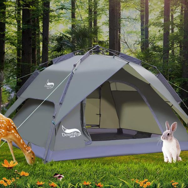 

automatic camping tent, 3-4 person family tent double layer instant setup protable backpacking for hiking travel tents and shelters