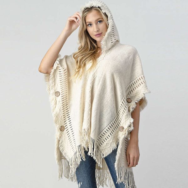 

autumn winter large hooded sweater tassel knitted sweater, White;black