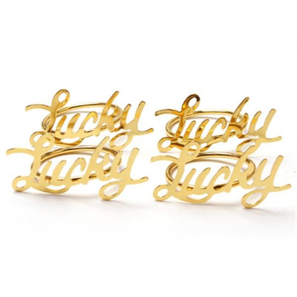 

napkin rings 10 / pcs lucky english letter electroplated ring buckle cloth
