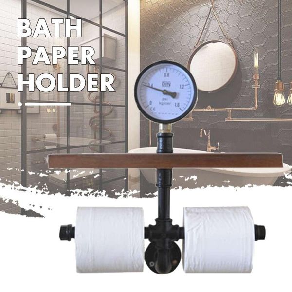 

toilet paper holders 35*35cm roll holder with phone wall mounted shelf rustic industrial floating water pipe rack