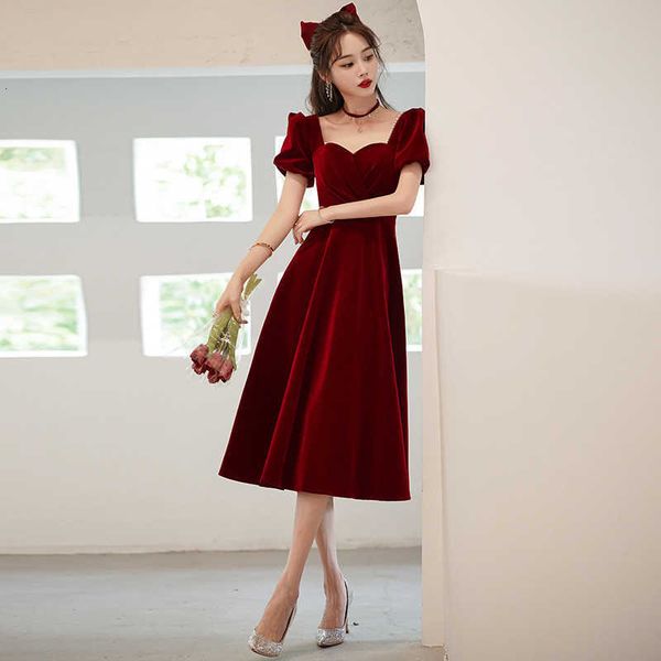

luxury evening dress toast cloth bride 2021 autumn small wedding engagement back door can wear french veet at ordinary tim, Black;gray
