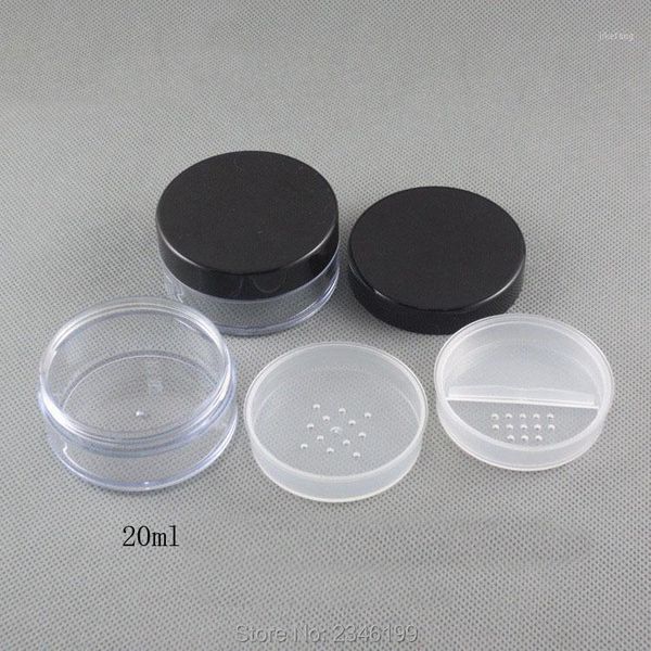 

storage bottles & jars 20ml 30pcs/lot empty loose powder jar with black cap, plastic diy cosmetic case rotating sifter, eleagnt makeup tool