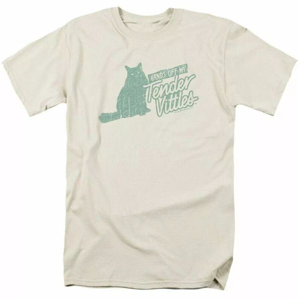 

tender vittles hands off t shirt mens licensed cat food cream, White;black