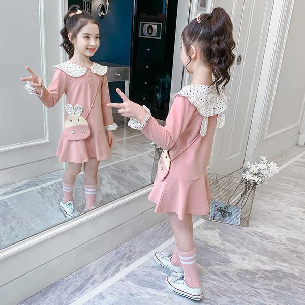 

summer dress 2021 girls stitching cute children's clothing fashion long sleeve princess prom dresses 2 girls casual a-line dress, Red;yellow