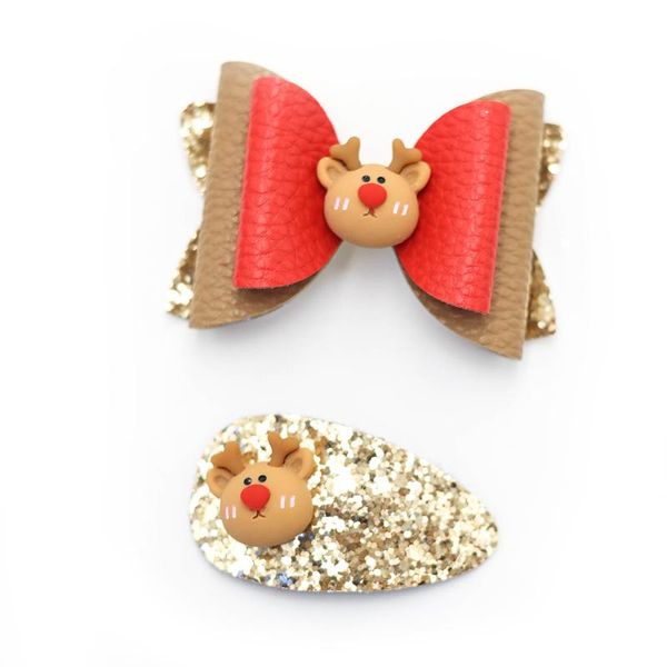 

hair accessories christmas cartoon elk sequins bow barrettes headdress shiny side clips accessoires girls kids headwear glitter hairpin, Slivery;white