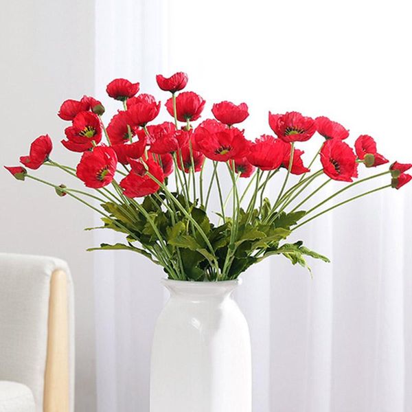 

decorative flowers & wreaths garden decor poppy flower silk artificial table arrange party decoration flores s fleurs artificielles
